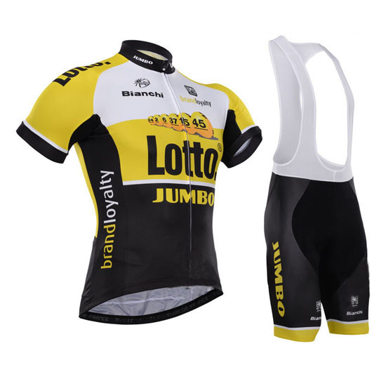 2015 Maillot Lotto Tirantes Mangas Cortas Negro Amarillo